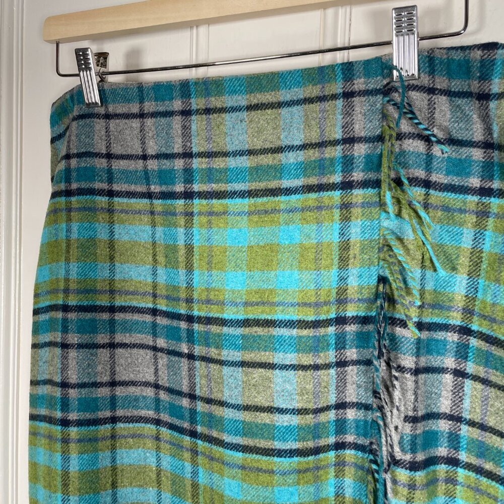 J Jill Wool Blend Skirt 12 Blue Green Tartan Office Casual NEW - Picture 4 of 10